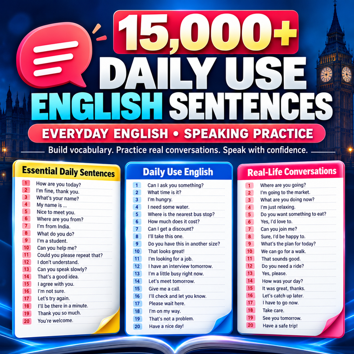 15,000+ Daily Use English Sentences for Fluent Speaking | Complete Guide