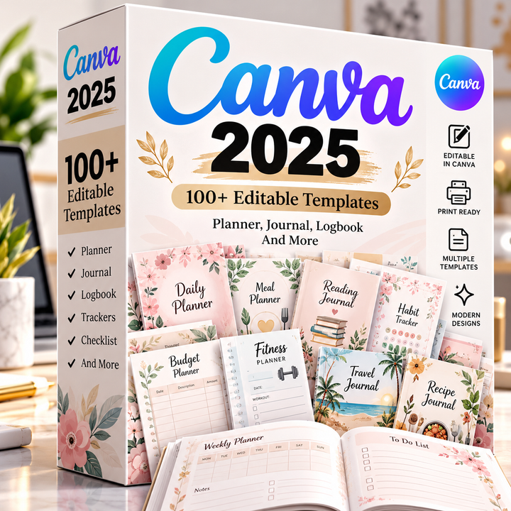 100+ Editable Canva Templates for KDP | Low Content Book Interiors, Planners, Journals & Printable Design Bundle