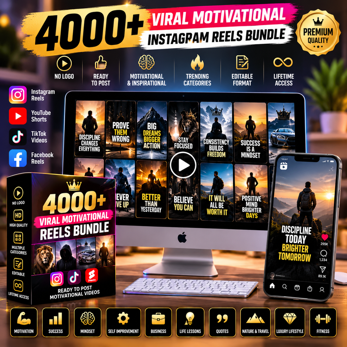 4000+ Viral Readymade Motivational Reels Bundle