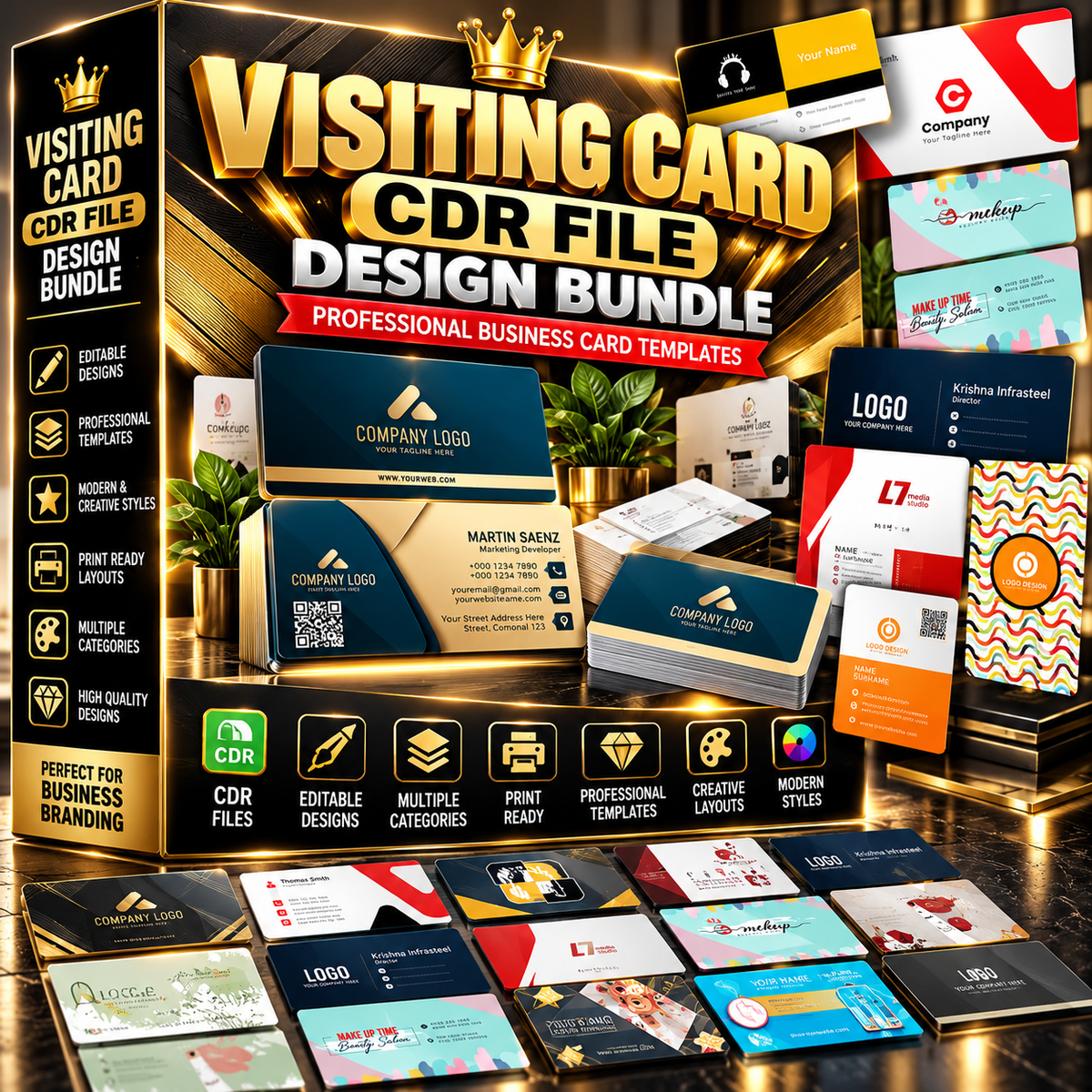 Visiting Card CDR File | Editable Business Card Design Templates for CorelDRAW