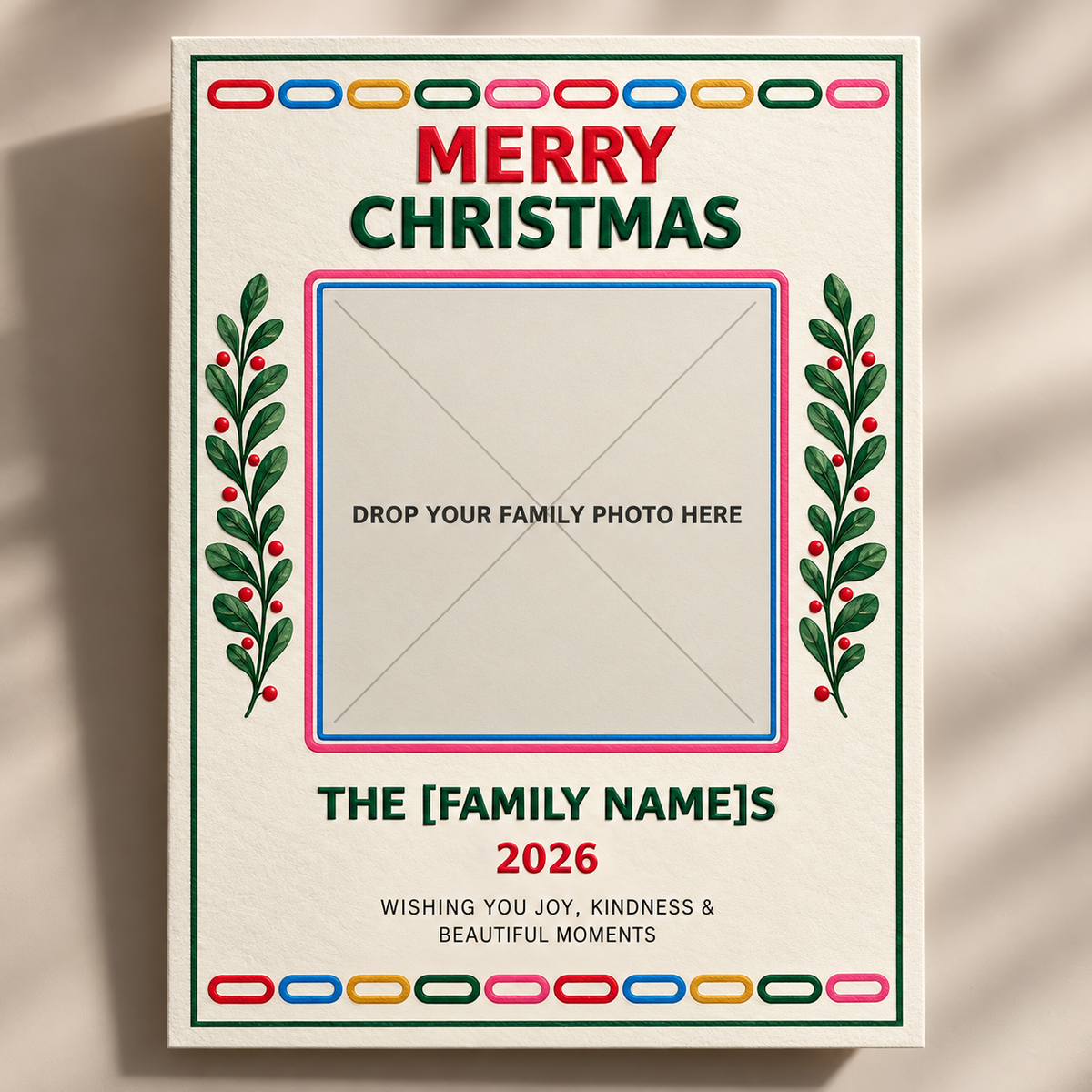 Whimsical Family Christmas Photo Card Template | Editable Canva Holiday Card | 5x7 Digital Download