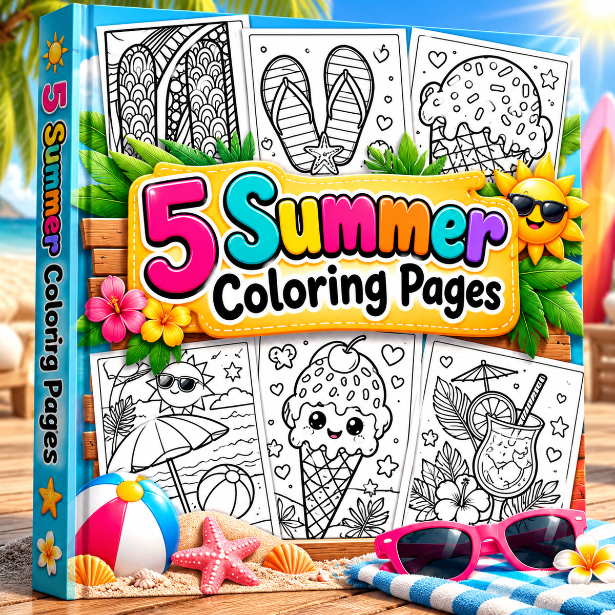 Summer Coloring Pages with Ice Cream | Cute Summer Coloring Book for Kids, Toddlers & Preschoolers